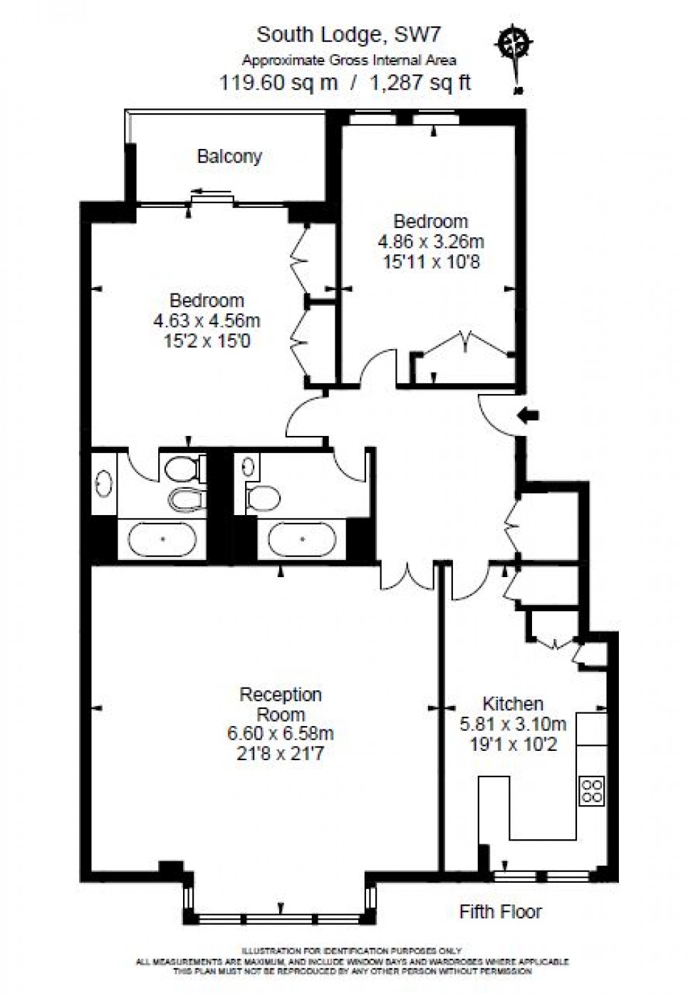 Floorplan for South Lodge, 245 Knightsbridge, London