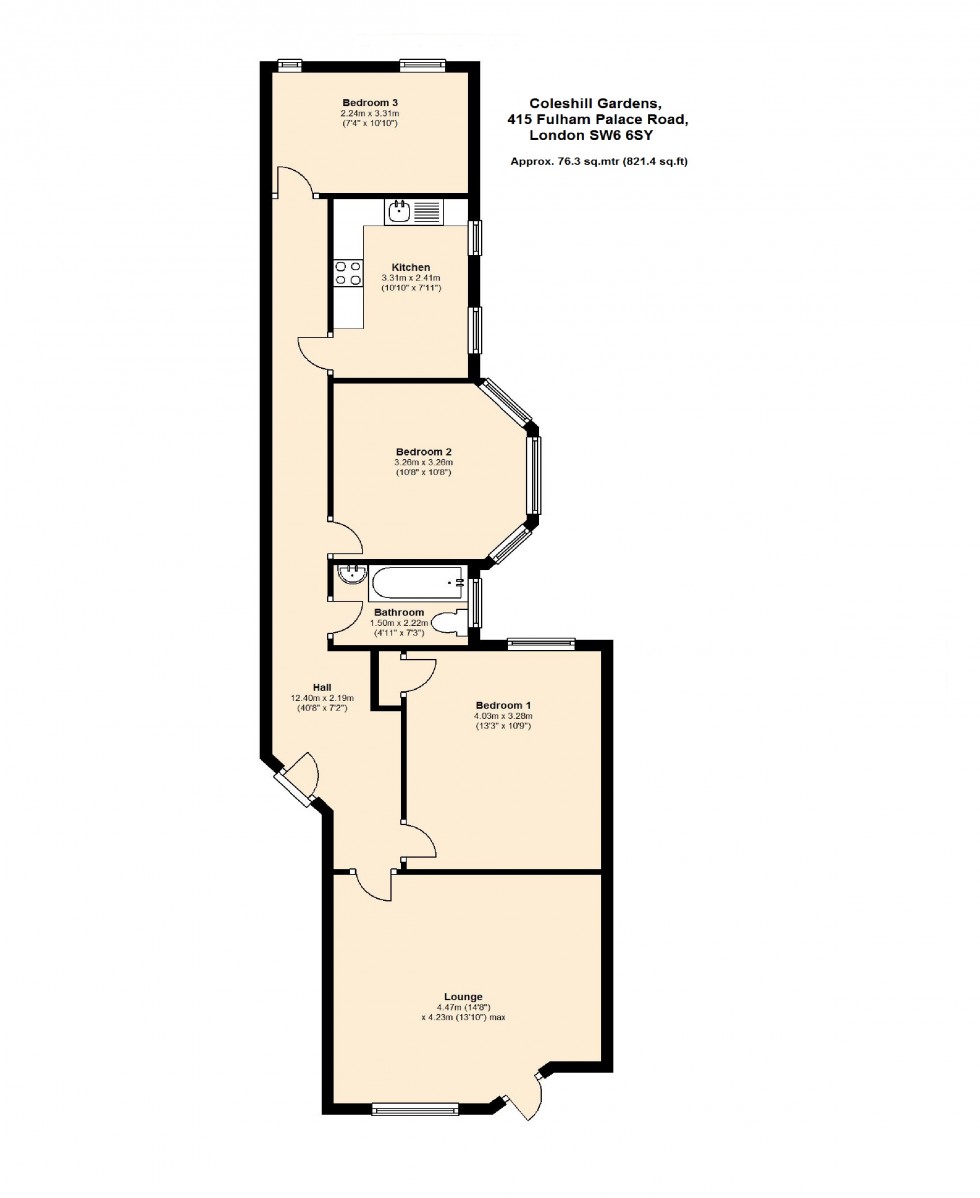 Floorplan for Colehill Gardens, Fulham Palace Road, Fulham