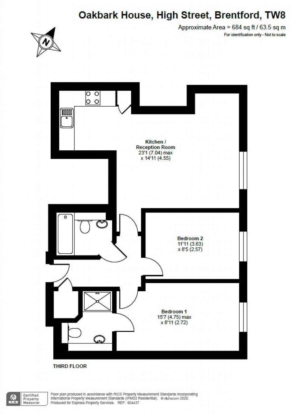 Floorplan for Oakbark House, High Street, Brentford
